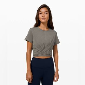 lululemon Time to Restore short sleeve crop top Size 10 grey sage